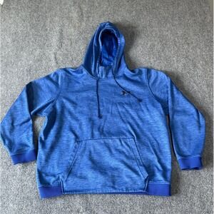Under Armour Mens ColdGear Hoodie Blue Heather Loose Fit XL Sweatshirt